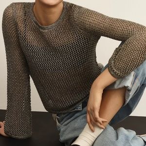 Anthropologie Metallic Open-Stitch Sweater (NWT)